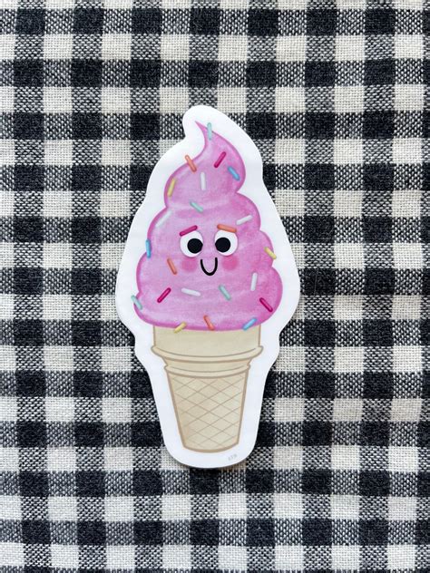 Ice Cream Cone Vinyl Sticker Etsy