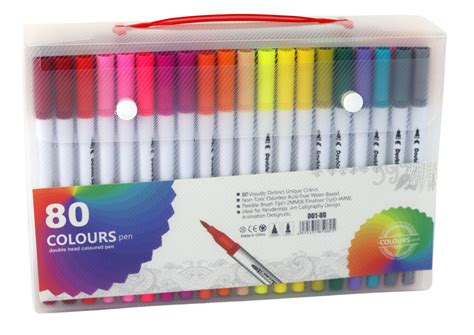 Set Of 80 Colored Marker Pens In An Organizer School Office Markers