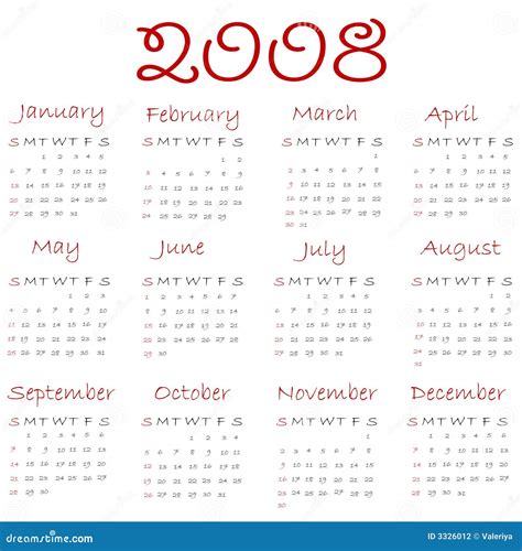 календар 2008 иллюстрация вектора. иллюстрации насчитывающей устроитель ...