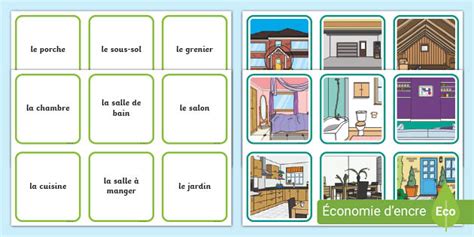 Cartes Pour Jeu De Paires Les Pi Ces De La Maison