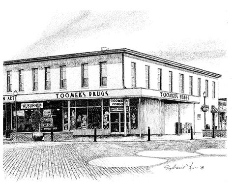 Toomers Corner Auburn University Auburn Alabama Drawing By