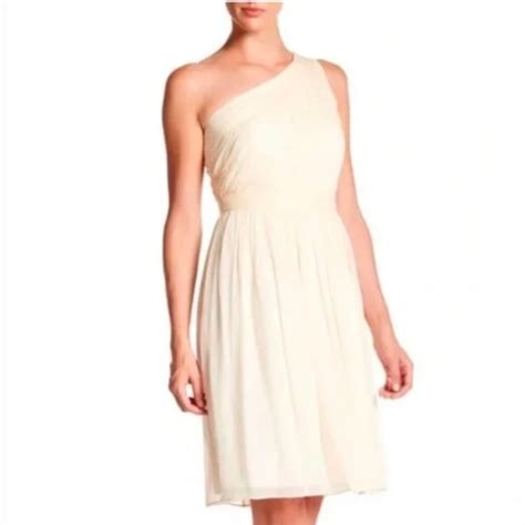 J Crew Dresses Nwt J Crew Kylie Cream Silk Chiffon One Shoulder