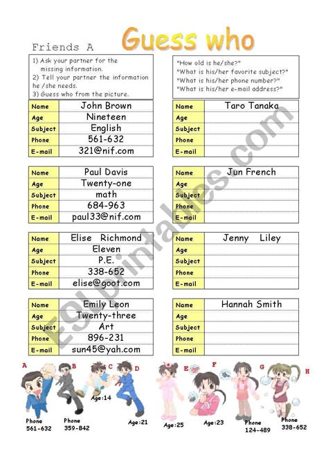 Guess Who Esl Worksheet By Naka