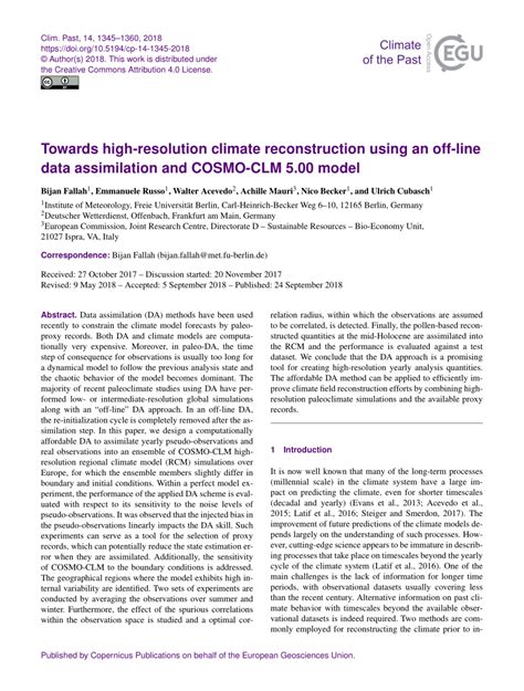 Pdf Towards High Resolution Climate Reconstruction Using An Off Line Data Assimilation And