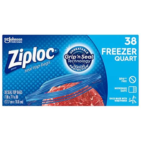 Ziploc Quart Food Storage Freezer Bags Grip N Seal Technology For Easier Grip Open And Close