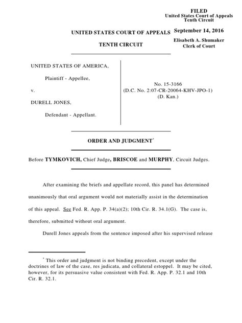 United States v. Jones, 10th Cir. (2016) | United States Federal Probation And Supervised ...