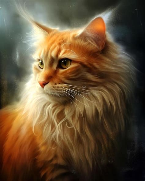 AI Generated Illustration Of A Large Orange Tabby Cat Perched On A