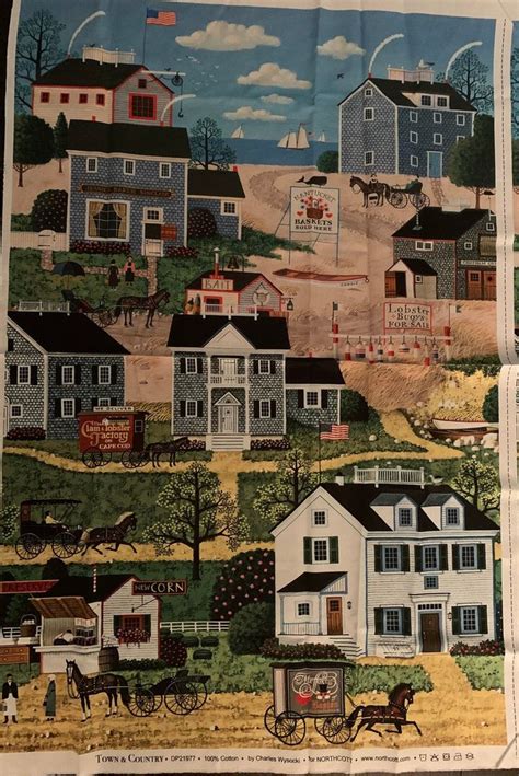 Town And Country Fabric Country Town Panel Town And Country Single Charles Wysocki Panel