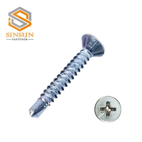 Wholesale Zinc Plated Csk Flat Head Self Drilling Screw With Ribs