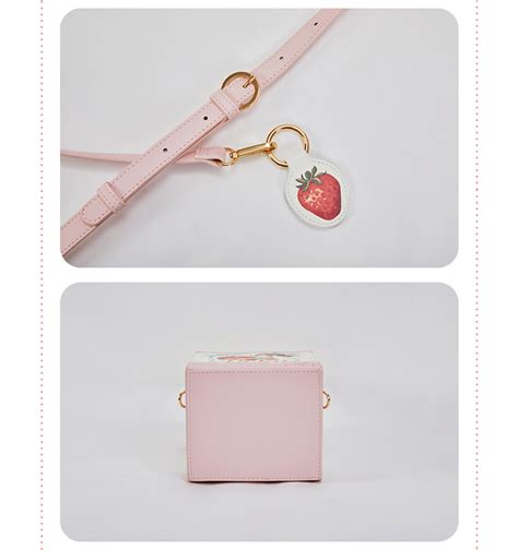 Pink Peko Strawberry Pattern Milk Box Crossbody