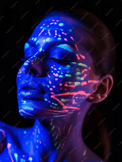 Premium Ai Image Dark Matter Art Of A Woman With Blue And Purple Glow