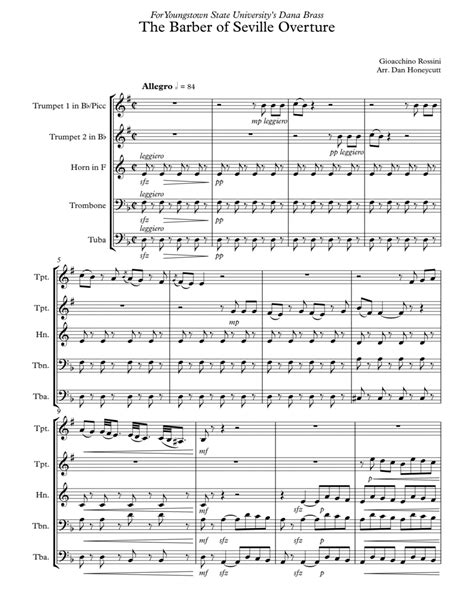 The Barber Of Seville Overture For Brass Quintet Arr Dan Honeycutt