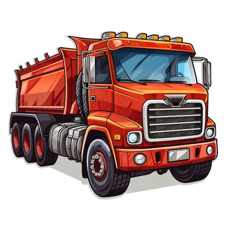 Illustration De Dessin Animé D un Camion à Benne Rouge Avec Un Grand