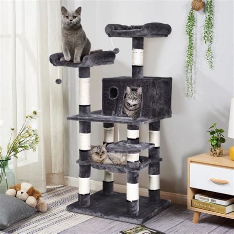 Costway Arbre Chat H Cm Multi Etage Avec Hamac Et Niche En Peluche