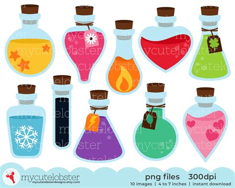 Potions Clipart Set of Potion Bottles Love Potion Luck - Etsy Canada