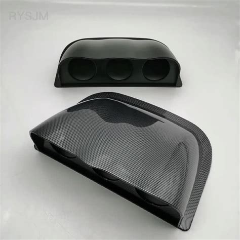 HD New 52mm 2 Inch Black Carbon Color Fiber Auto Car Racing Dash Triple