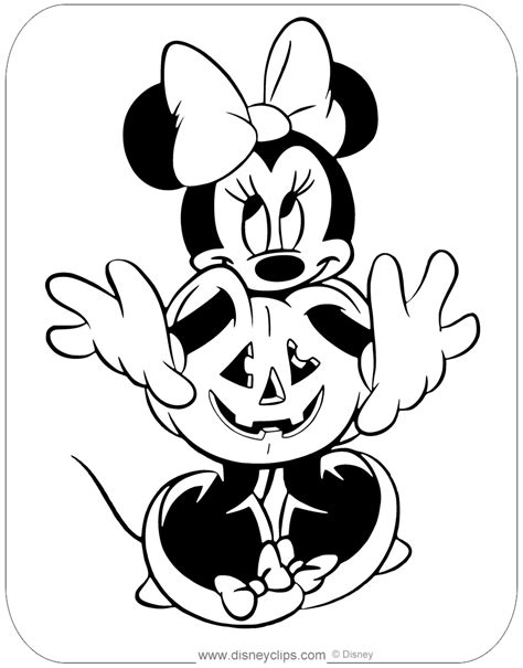 Coloring Halloween Minnie Pumpkin Pages Disney Mouse Witch Disneyclips
