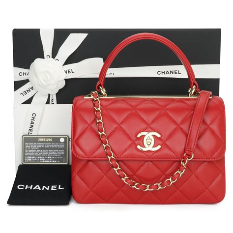 Chanel Trendy Cc Small Red Lambskin Light Gold Hardware 2020 Boutiqi Bags