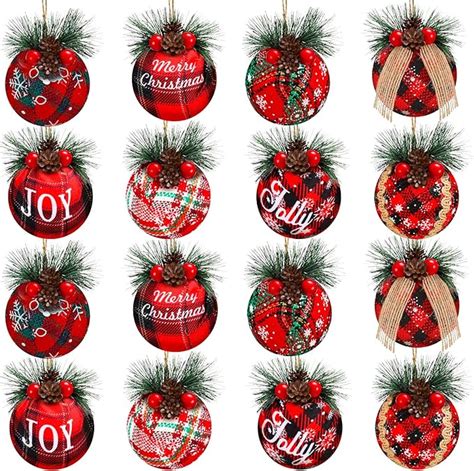 Amazon Tegeme Pieces Christmas Buffalo Plaid Ball Ornaments