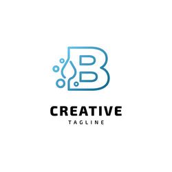 Letter B Curves Water Flow Design Logo Royalty Free Vector