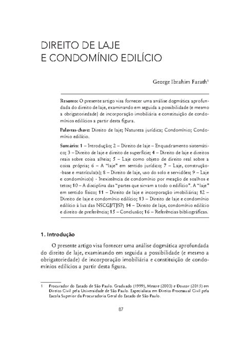 Direito DE LAJE Estudo sobre o uso da laje em condomínios DIREITO