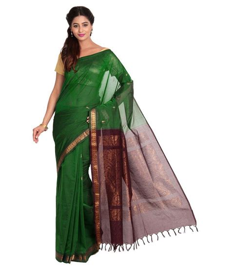 Platinaa Dark Green Cotton Saree Buy Platinaa Dark Green Cotton Saree Online At Low Price