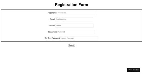 Reactjs Form Validation Forked Codesandbox