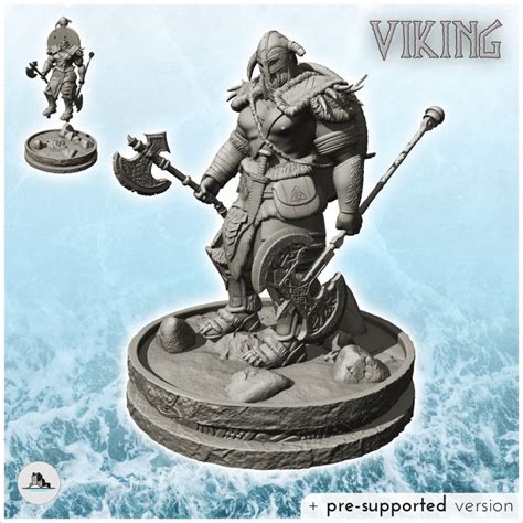 Hartolia Miniatures Guerrier Viking Avec Casque Cornes Et Double