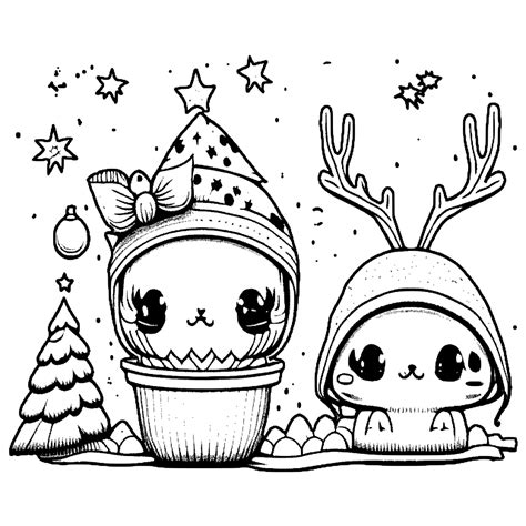 Disegno Di Natale Kawaii Da Colorare Creative Fabrica