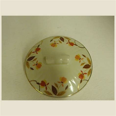 S Autumn Leaf Jewel Tea Rayed Cookie Jar By Hall China Ruby Lane