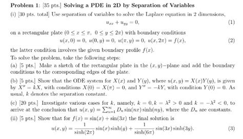 Solved Use Separation Of Variables To Solve The Laplace