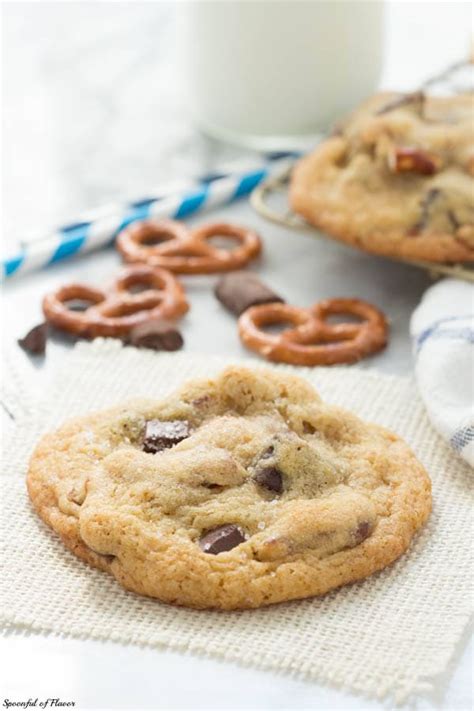 Salted Caramel Pretzel Chocolate Chunk Cookies Spoonful Of Flavor