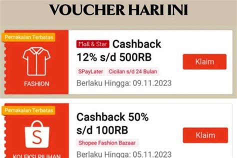 20 Kode Voucher Shopee 13 November 2023 Hari Ini Ketegori Shopee Mall