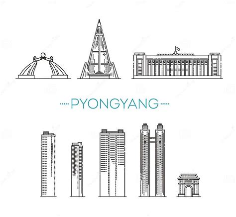 Pyongyang Detailed Monuments. Vector Symbols Stock Vector ...