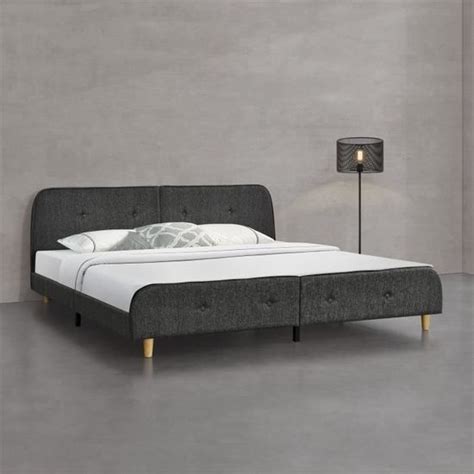 Lit Rembourr Design Avec Sommier Lattes Lit Double Solide Housse En