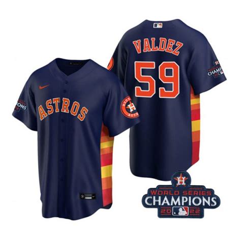 Astros 59 Framber Valdez Navy 2022 World Series Champions Cool Base Jersey