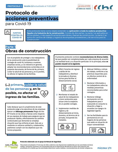 Infograf A Protocolo De Acciones Preventivas Para Covid By Cchc