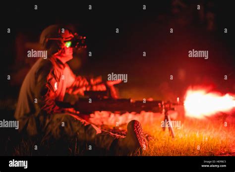 A U S Army Special Forces Soldier Fires An M240 Machine Gun April 22 2015 At A Firing Range