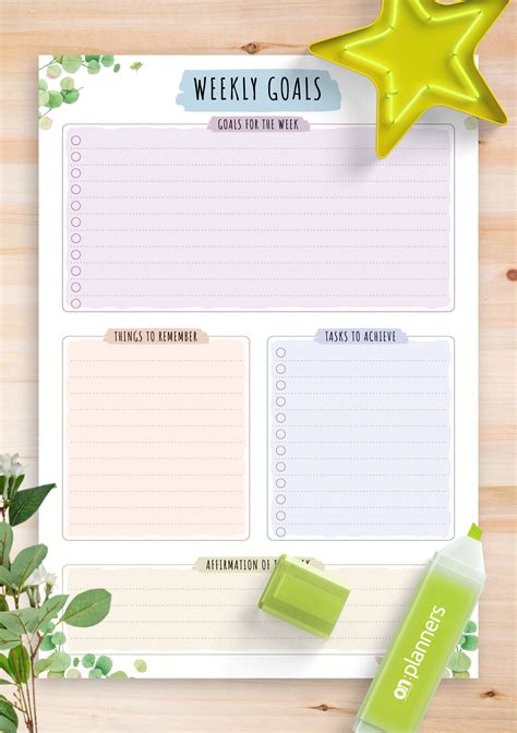 Planner Goals Printable