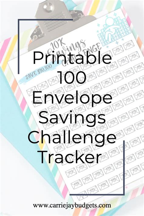 Printable Envelope Savings Challenge Tracker Save Dollars