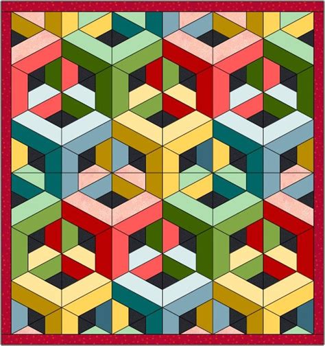 3d Quilt Pattern Geometric Quilt Block Pattern Paper Pieced Quilt Patterns Interwoven Quilt