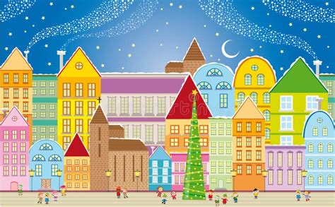 Christmas Town Stock Vector Illustration Of Church Buildings 7177606