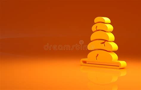 Yellow Stack Hot Stones Icon Isolated On Orange Background Spa Salon Accessory Minimalism