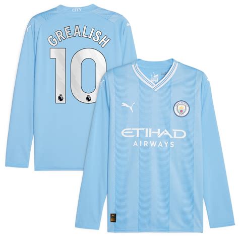 Manchester City Puma Home Shirt 2023 24 Long Sleeve With Grealish 10 Printing