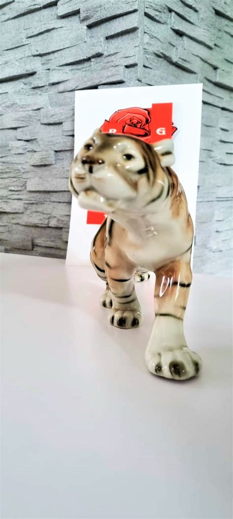 Hand Painted Bengal Tiger From Royal Dux Porcelain Manufactory Very