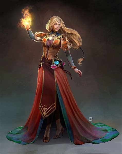 Artstation Pyromancer Clayscence Art Sorceress Art Female Wizard Character Portraits