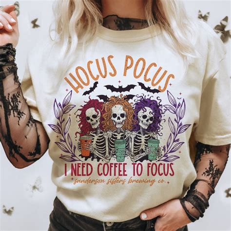 Hocus Pocus I Need Coffee To Focus Skellie Witches Dtf Transfer Mud And Grace Transfers