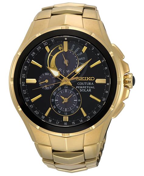 Seiko Men S Solar Chronograph Coutura Gold Tone Stainless Steel Bracelet Watch 44mm And Reviews