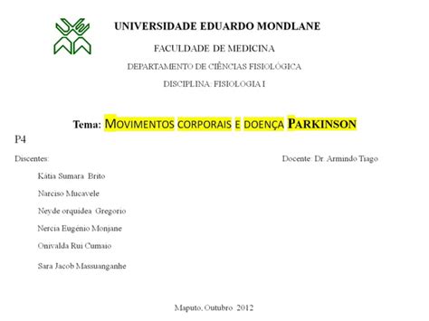 Movimentos corporais e Doença de parkinson PPT