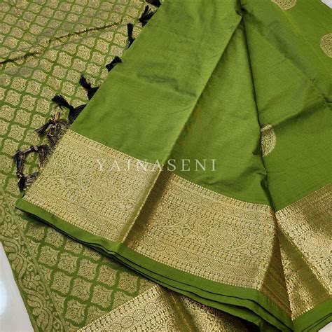Semi Soft Silk Gold Zari Saree - Green Tea – Yajnaseni